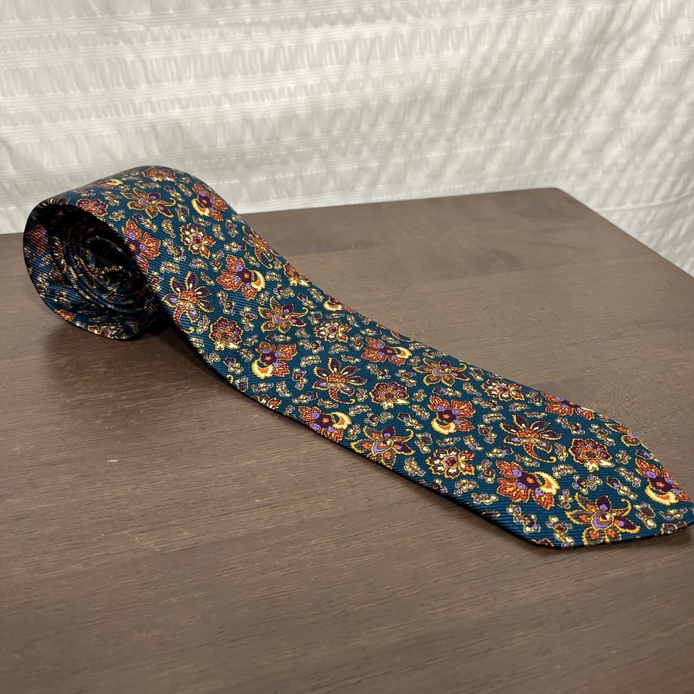 Robert Talbott 100% silk Teal Floral Men’s Neck Tie